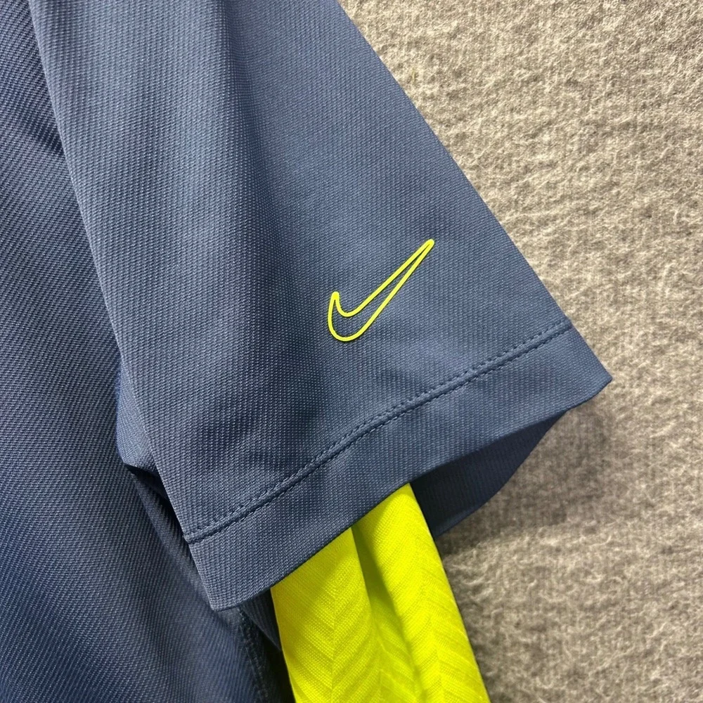 Nike Golf Tour Performance Dri Fit Polo Shirt Mens Large Blue Yellow Golf